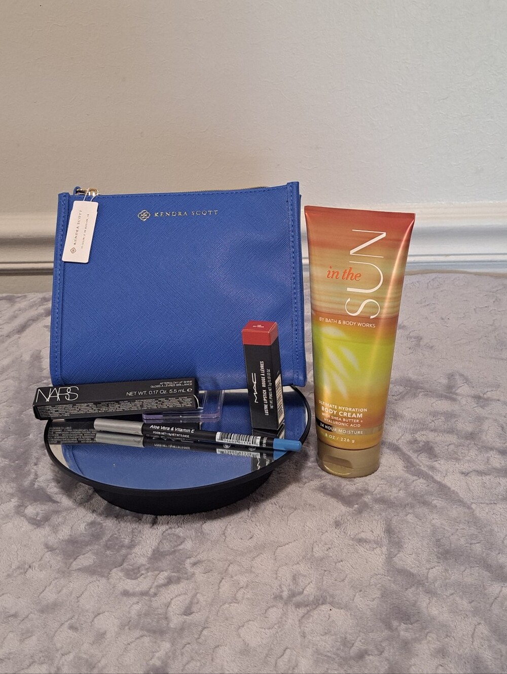 Kendra Scott Royal Blue Cosmetic Pouch with Nars , MAC & Bath & Body Works